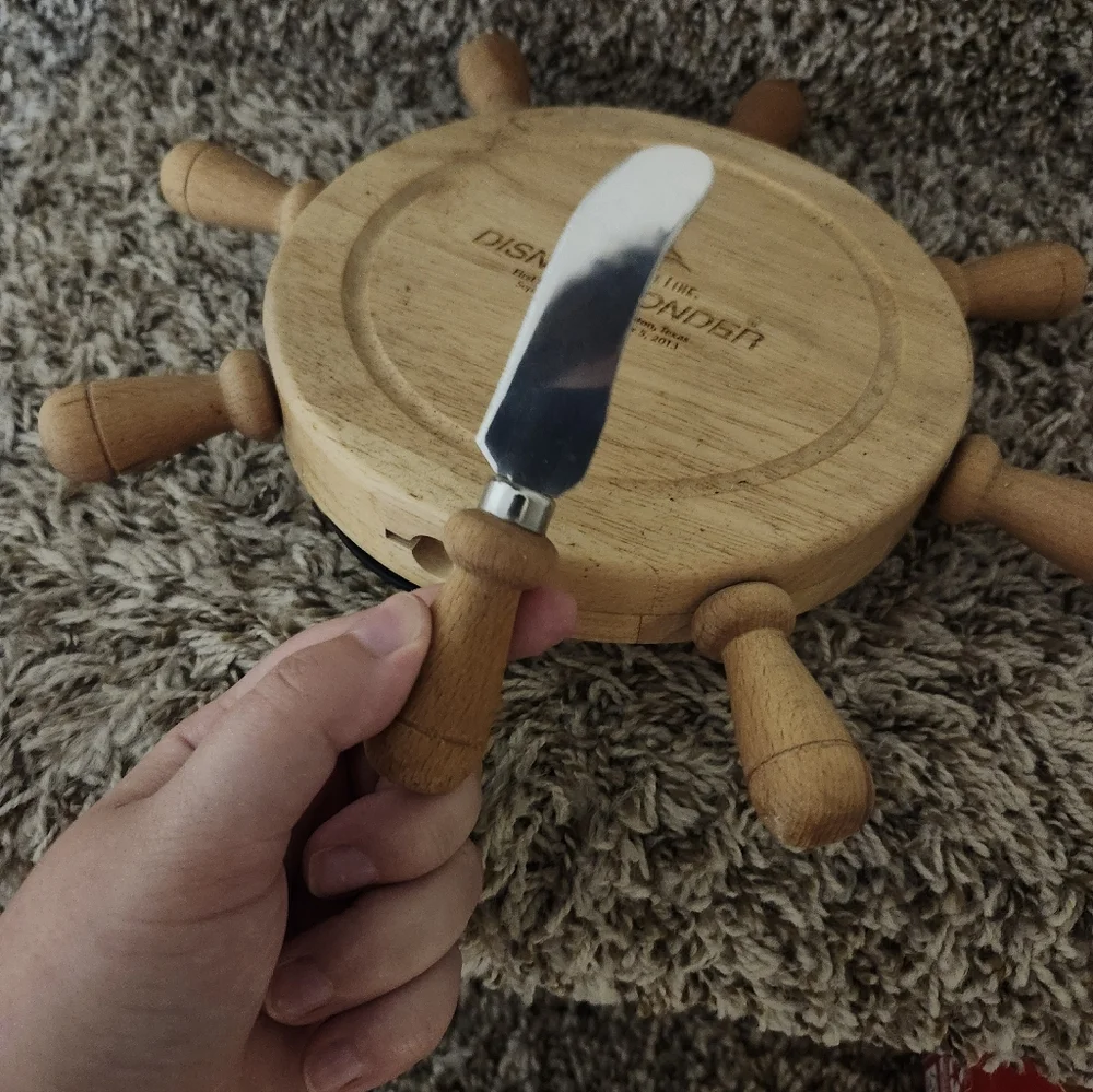 Disney Wonder Wooden Ship Wheel Lazy Susan Cheese Board